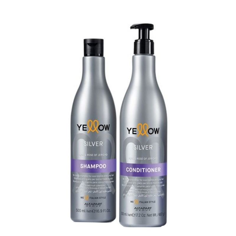 Combo Shampoo y Acondicionador Yellow Silver Rubios Frios y Grises 500 ml