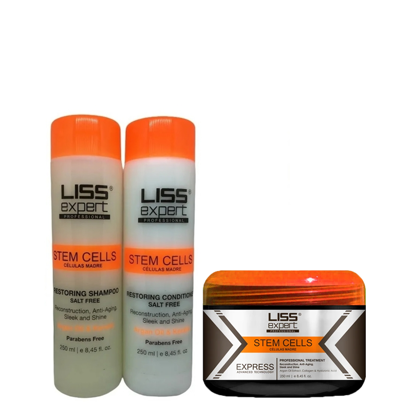 Kit Liss Expert Alisado Células Madres 250 ml + Shampoo + Acondicionador