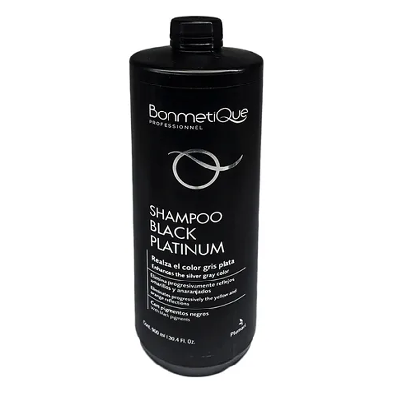 Shampoo Black Platinum Bonmetique Neutraliza Reflejos Amarillos y Anaranjados