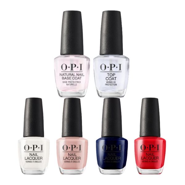 Combo Esmaltes OPI Nail Lacquer 4 Esmaltes Color + Base Coat + Top Coat 15ml