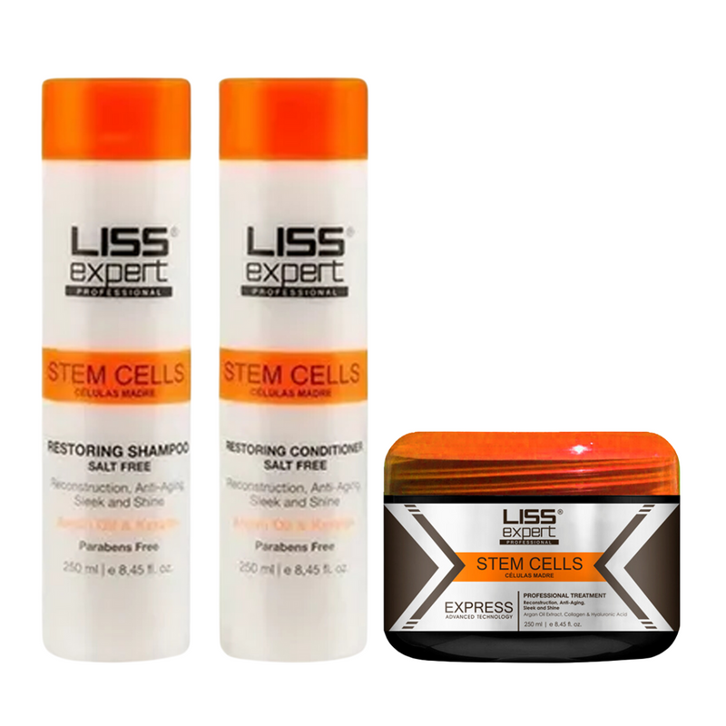 Kit Liss Expert Alisado Células Madres 250 ml + Shampoo + Acondicionador