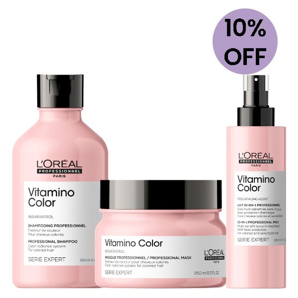 Combo Shampoo + Mascara + Spray Color 10 en 1 Loreal Serie Expert Vitamino Color