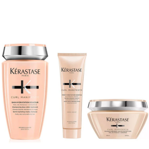 Kit Shampoo Kerastase Curl Manifesto Hydratation 250ml+Acondicionador 250ml+Masque Beurre Haute Nutrition 200ml