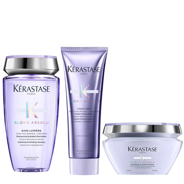 Kit Kerastase Blond Absolu Shampoo  Lumiere + Gel Cremoso Cicaflash + Mascara Cicaextreme