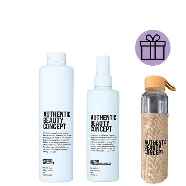 Kit Hidratación Authentic Beauty Concept Hydrate Shampoo Y Acondicionador En Spray + Regalo