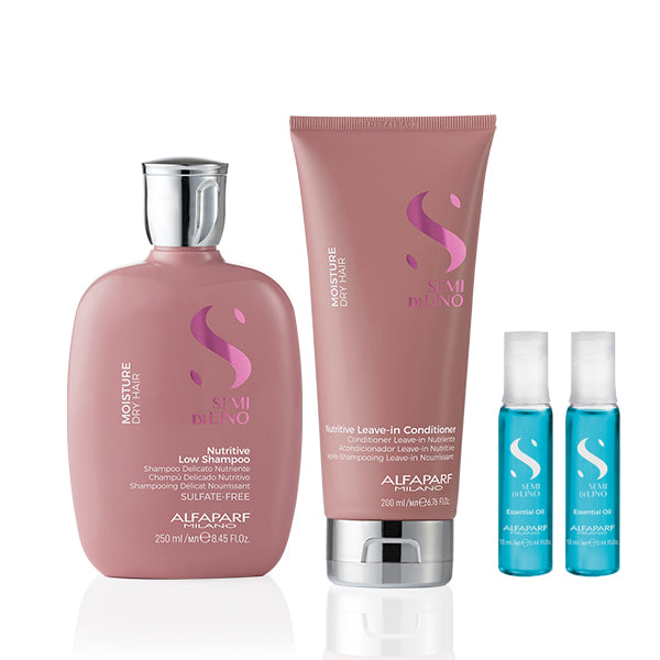 Combo Alfaparf Moisture Nutrive Shampoo + Leave-in Aconditiner+ Ampolla Brillo Intenso