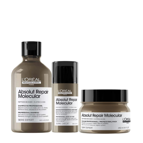 Combo Shampoo + Leave - in + Máscara Loreal Absolut Repair Molecular Serie Expert