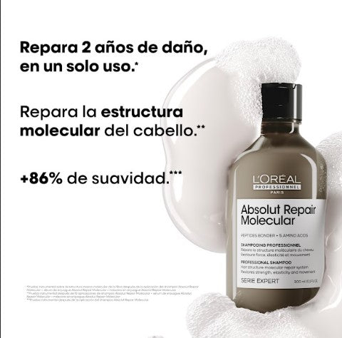 Combo Shampoo + Leave- in Loreal Absolut Repair Molecular Serie Expert