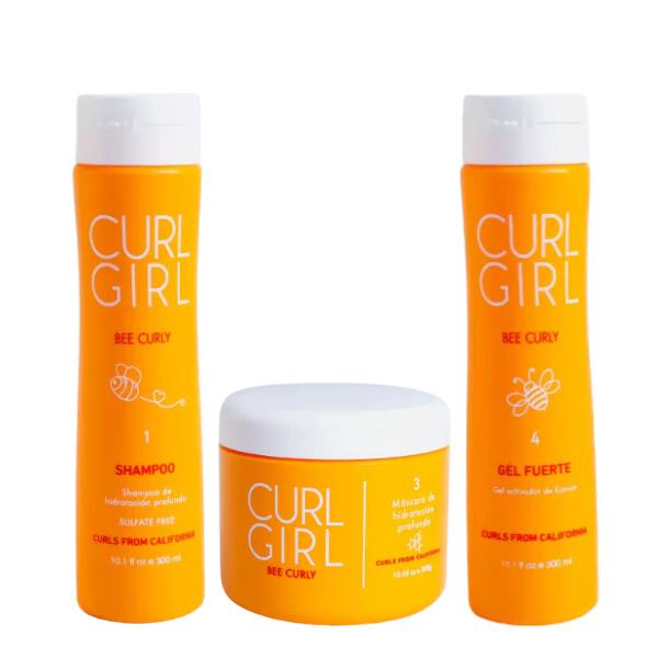 Shampoo + Mascara + Gel Fuerte Rulos Curl Girl Bee Curly Hidratación Profunda