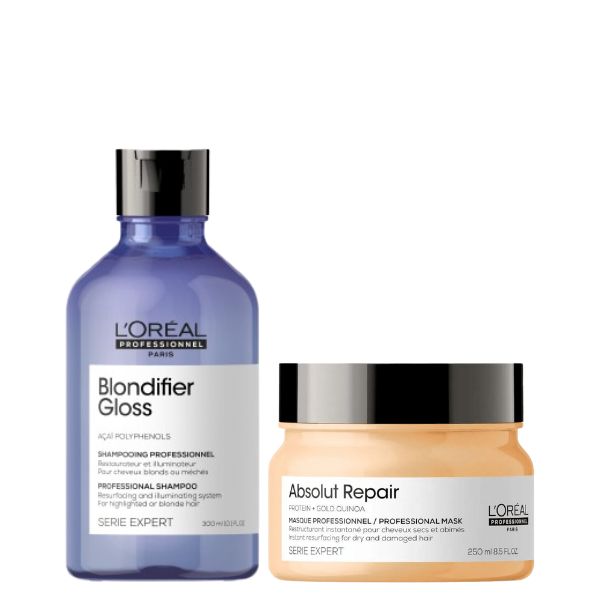 Shampoo Blondifier Gloss + Mascara Absolut Repair Loreal Serie Expert